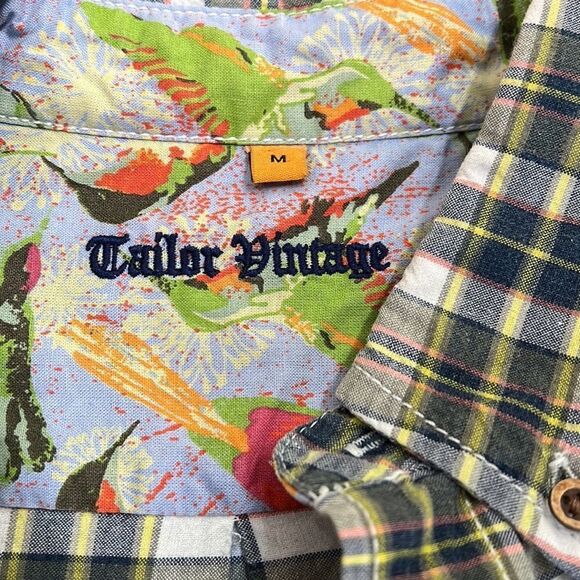 TAILOR Vintage Cotton Casual Madras Plaid Button-up Shirt Button down Collar - Picture 6 of 7